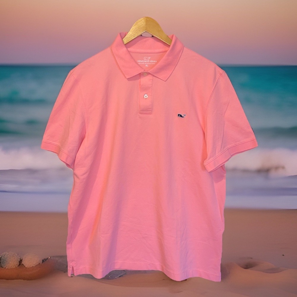 Vineyard Vines Shirt‎ Men XL Pink Polo Short Sleeve Preppy